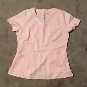 Purple label healing hands light pink scrub top